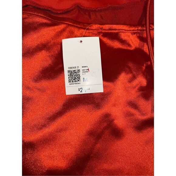 Forever 21 Satin stretchy orange backless dress size M - Picture 4 of 7